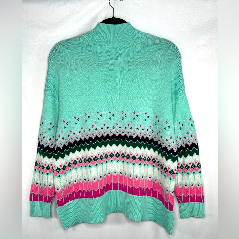 Crown & Ivy Mock Neck Sweater Cotton Blend Preppy Grannie Core Sz 1X - Picture 2 of 9